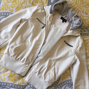 Faux leather jacket with hood